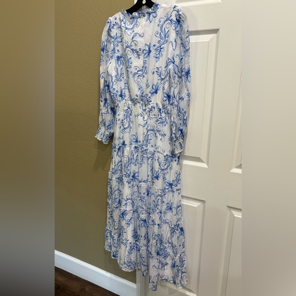 Spring Tea Maxi Dress-French Blue Pretty In Floral Dress size L - Picture 3 of 9